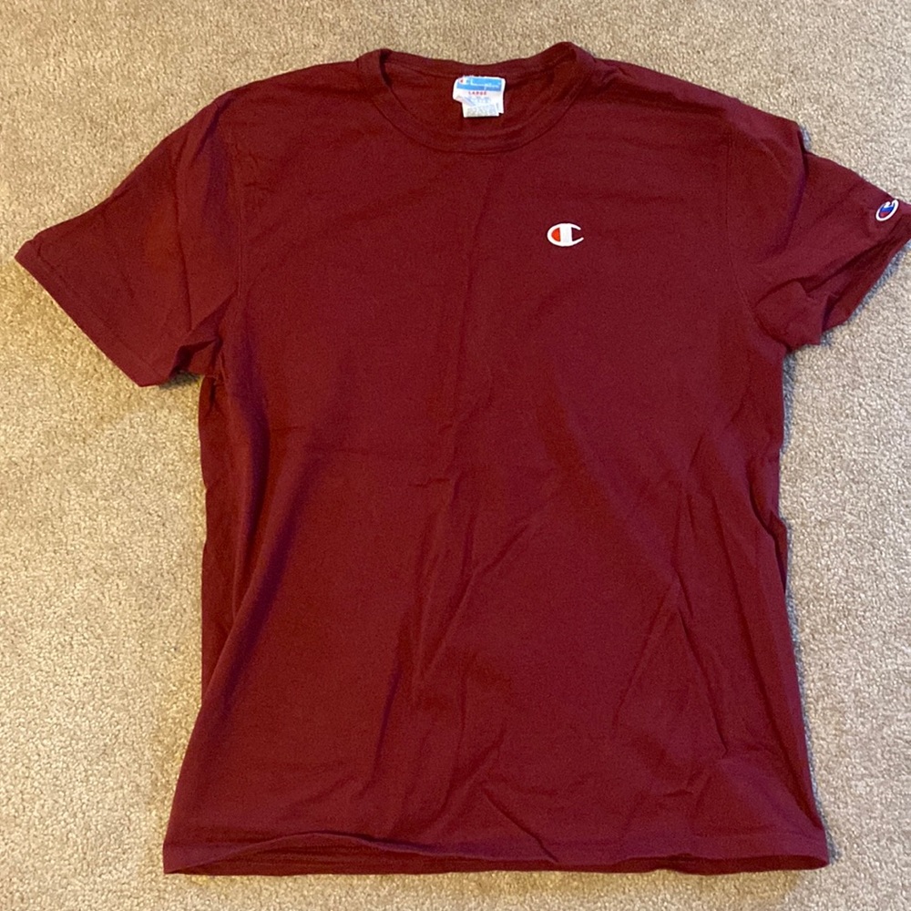 Champion, mens, large, T-shirt, burgundy/red